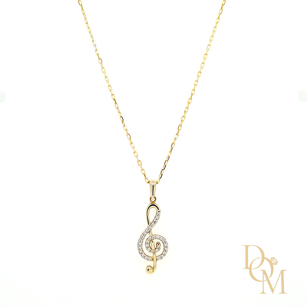 MUSIC NOTE DIAMONDS CZ sold 18K GOLD CHAIN