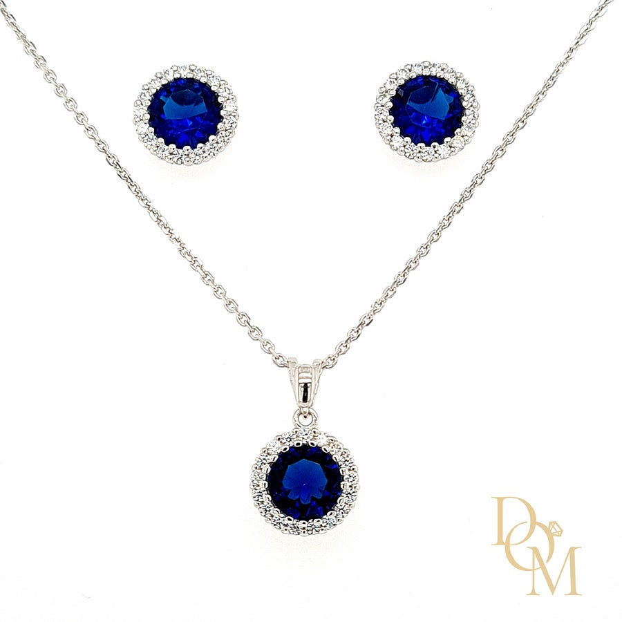 Sapphire and diamond sale necklace and earrings