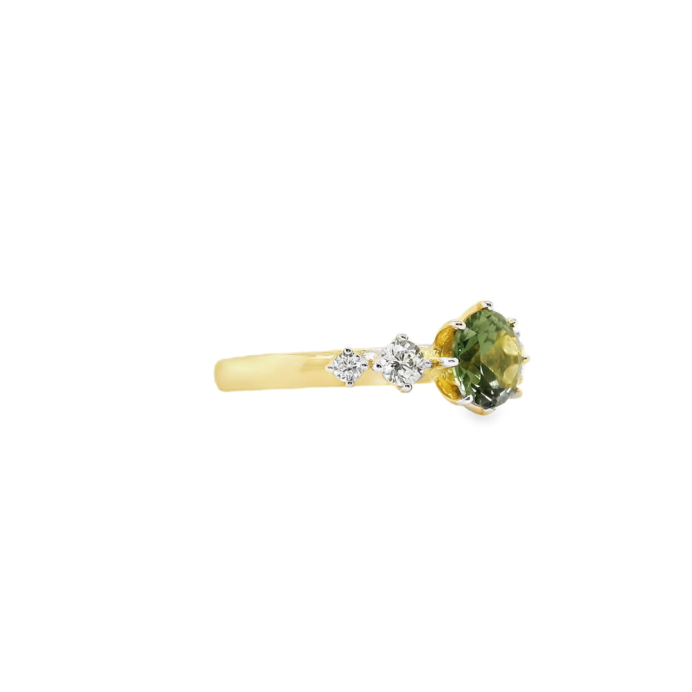 9ct Gold Tourmaline CZ 5 Stone Ring