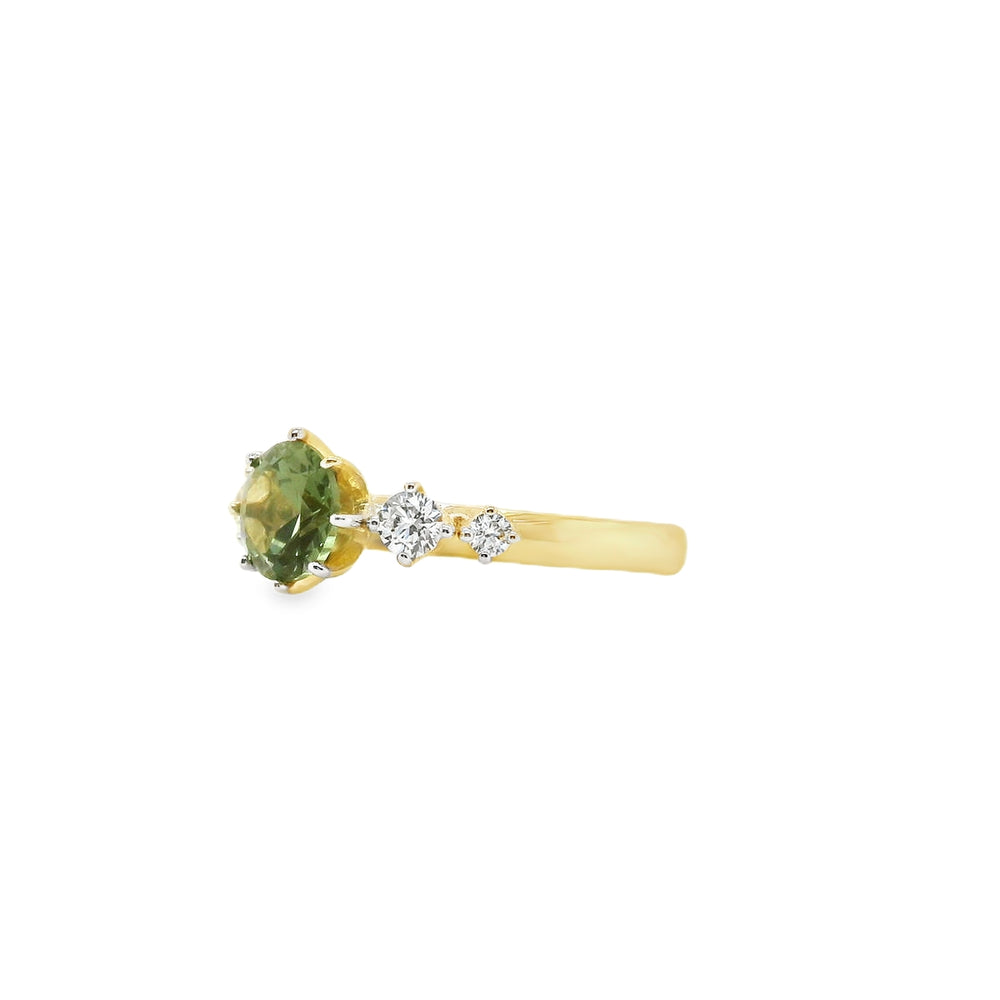 9ct Gold Tourmaline CZ 5 Stone Ring