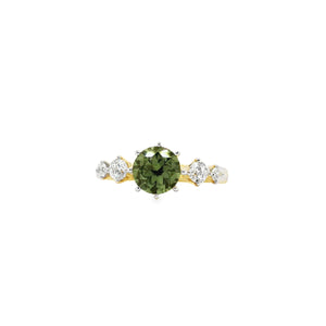 9ct Gold Tourmaline CZ 5 Stone Ring