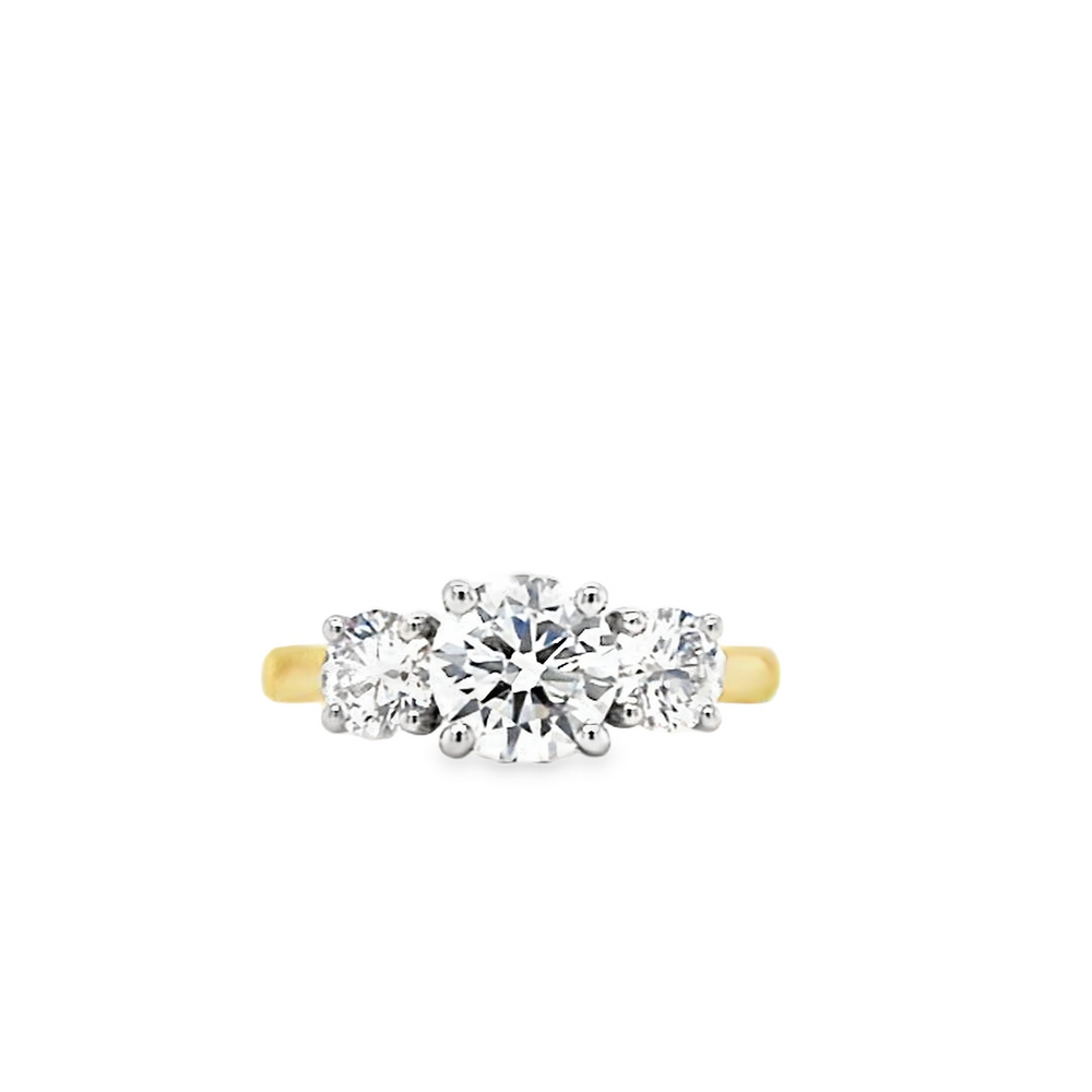 18ct & Platinum Three Stone Lab Grown Diamond Engagement Ring- 1.74ct