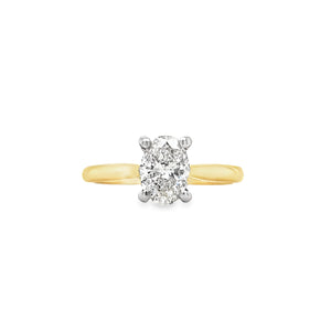 18ct & Platinum Oval Solitaire Diamond Engagement Ring- 0.96ct