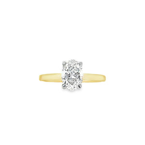 18ct & Platinum Lab Grown Oval Diamond Solitaire Engagement Ring- 1.02ct