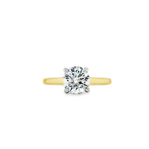 18ct & Platinum Lab Grown Diamond Solitaire Engagement Ring with Hidden Halo- 1.27ct