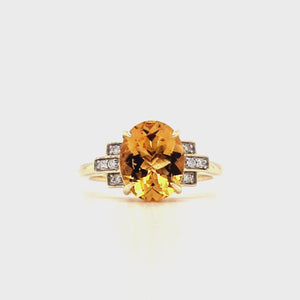 
                
                    Load and play video in Gallery viewer, 9ct Gold Citrine &amp;amp; Diamond Ring
                
            