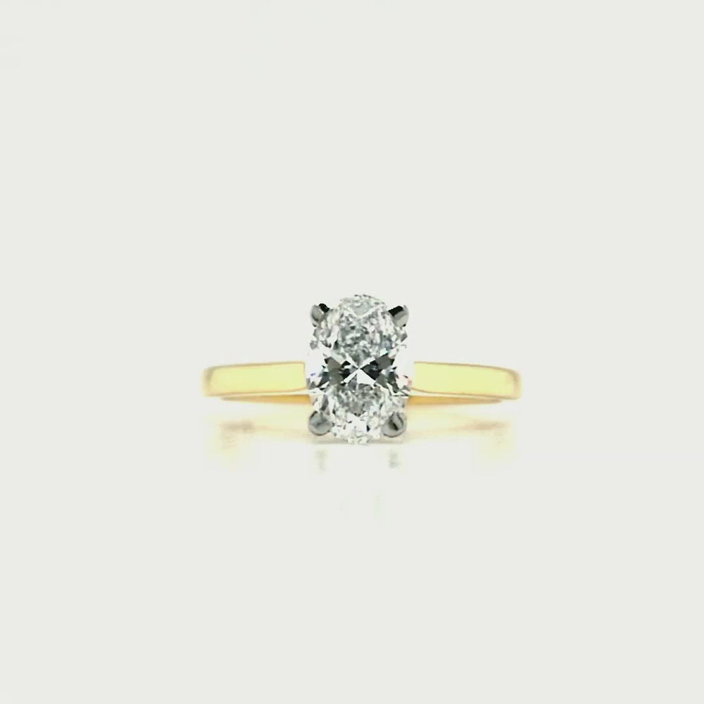 
                
                    Load and play video in Gallery viewer, 18ct &amp;amp; Platinum Lab Grown Oval Diamond Solitaire Engagement Ring- 1.02ct
                
            